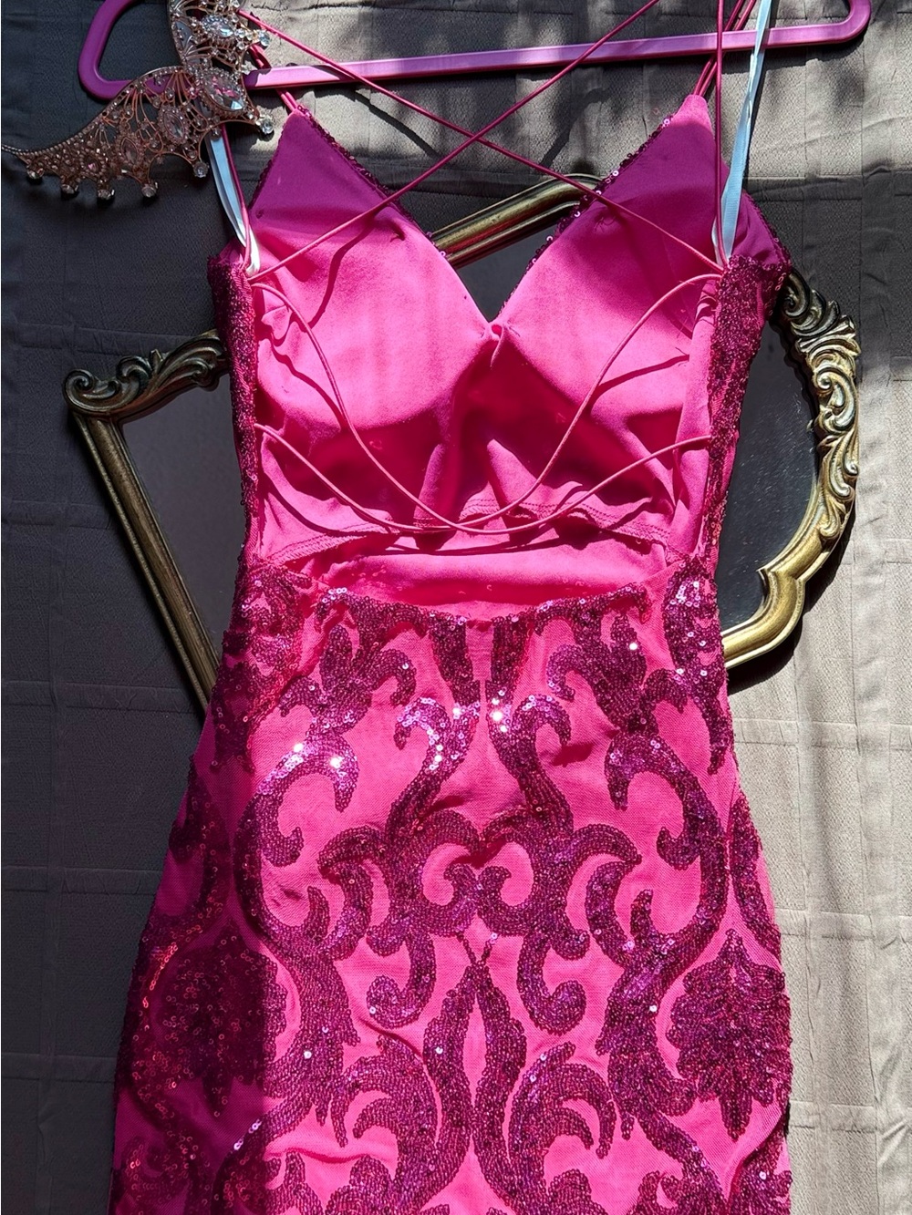 Windsor Hot Pink Sequin Embellished Formal Dress